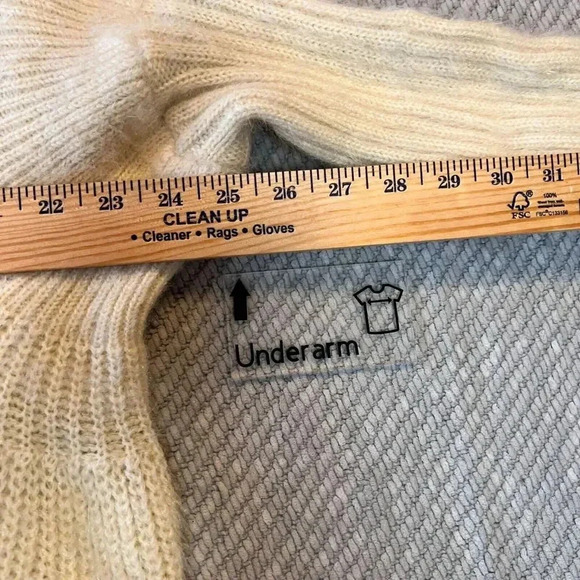 b-Sharp Womens Cream Mohair Blend Knit Cardigan Sweater Sz L Boho Slouchy Dolman - Picture 13 of 14